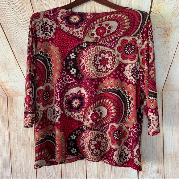 Lane Bryant 18/20 Red Paisley Business  Casual Blouse - Picture 8 of 8